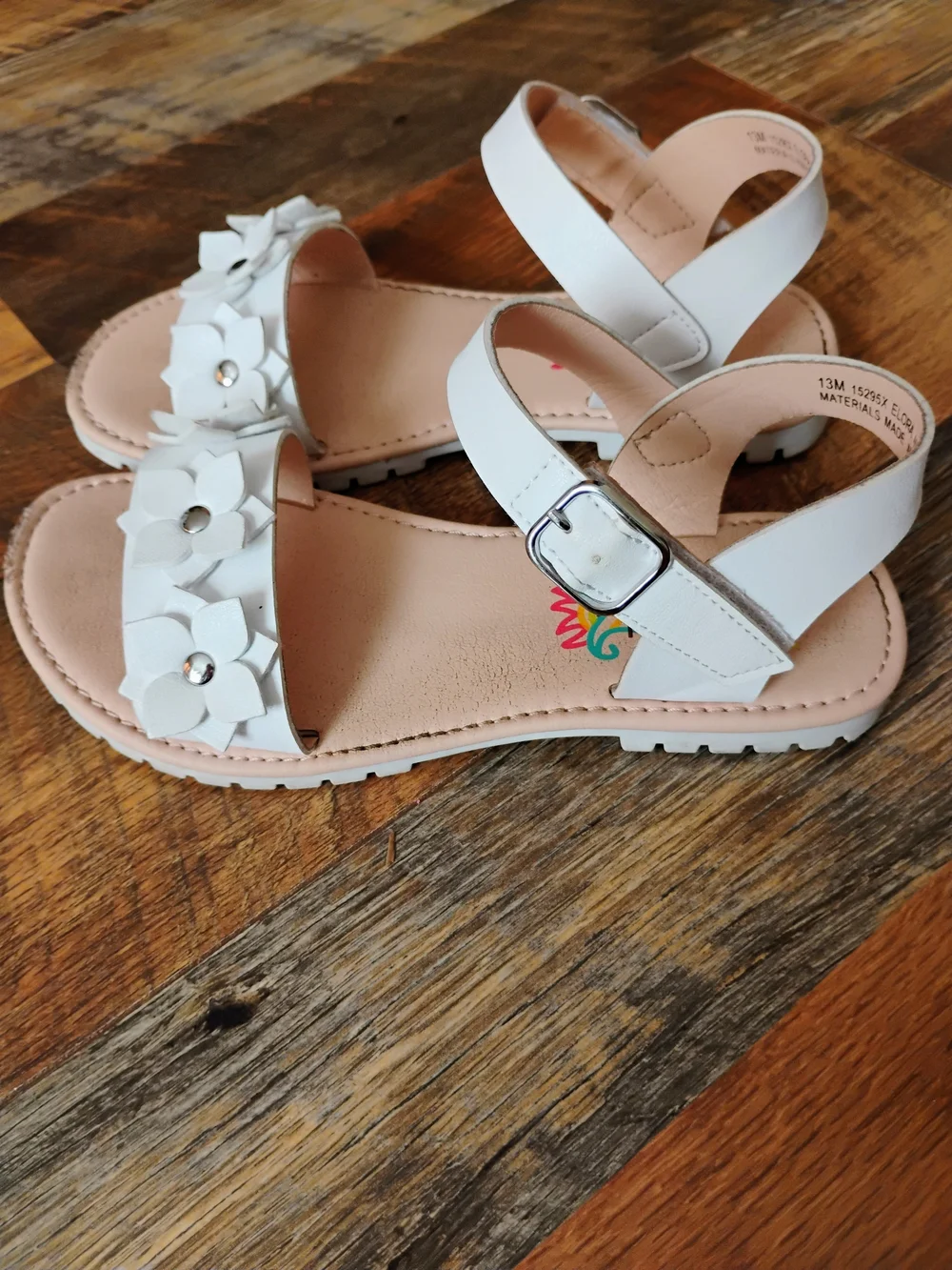 Rachel Shoes Girls' White Elora Sandals Size 13